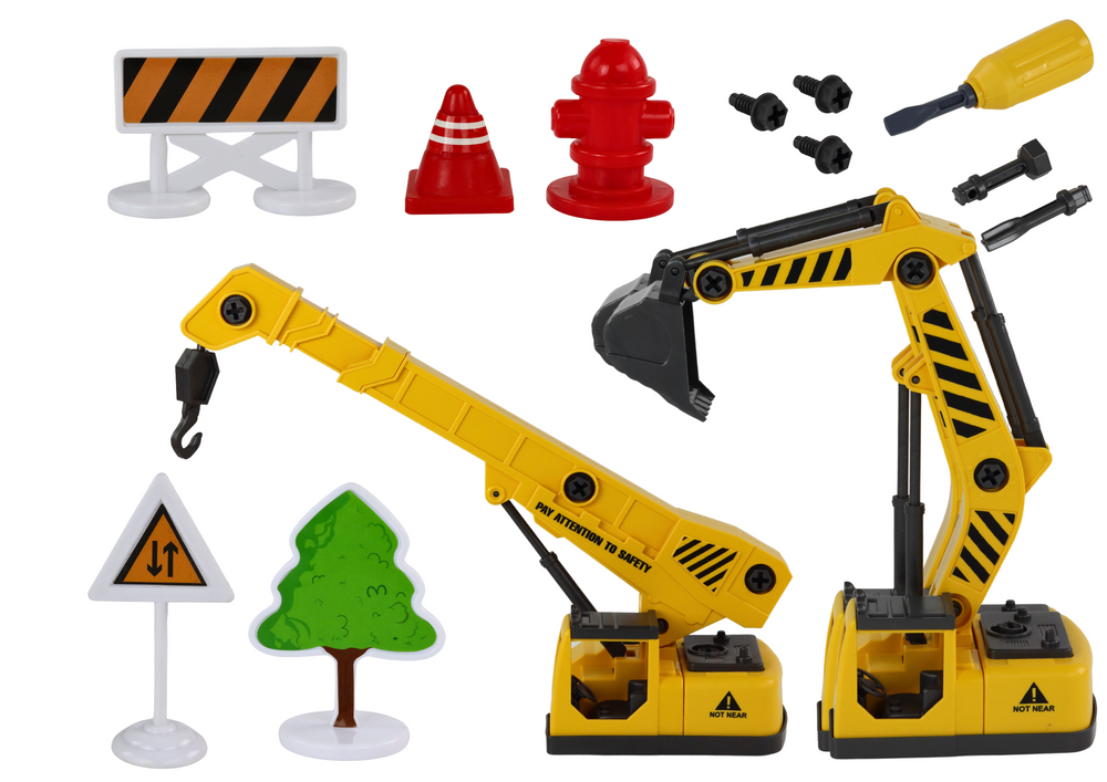 Statybinės transporto priemonės rinkinys su garso ir šviesos efektais