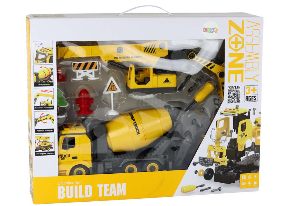 Statybinės transporto priemonės rinkinys su garso ir šviesos efektais