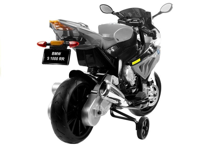 Vaikiškas elektrinis BMW S1000RR motociklas, sidabrinis