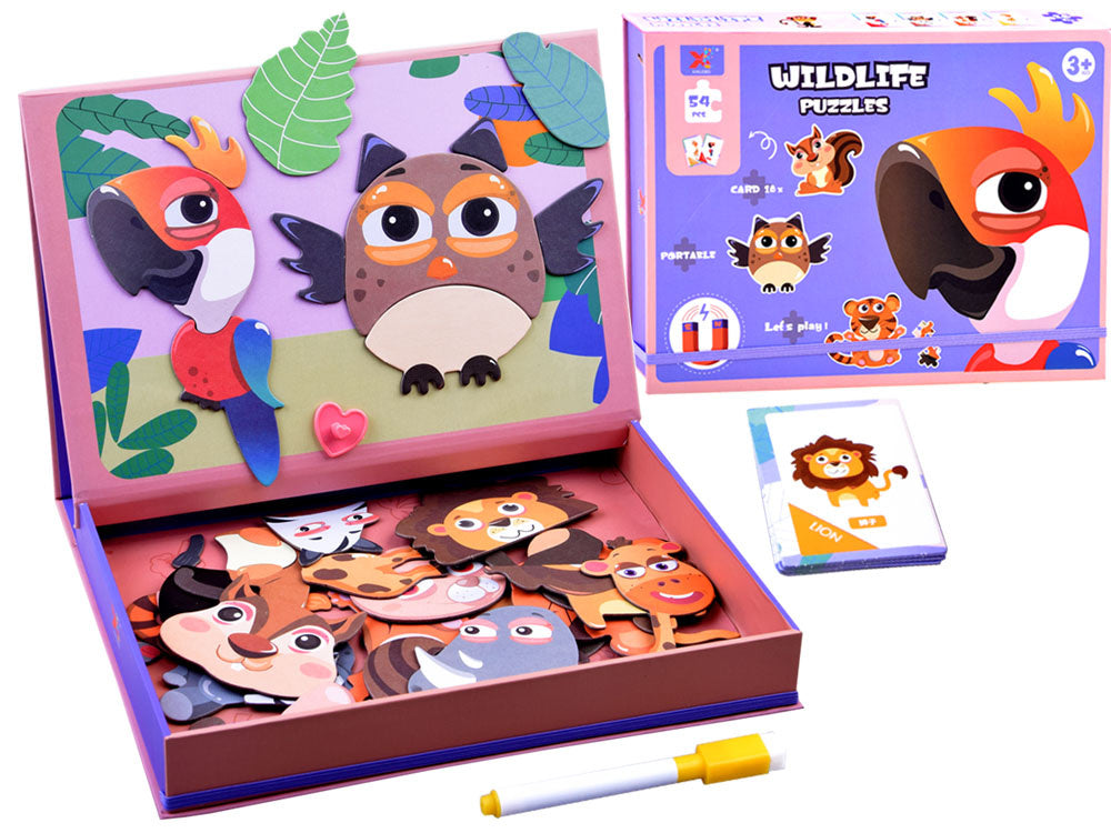 Magnetinė gyvūnų dėlionė vaikams 54 el.