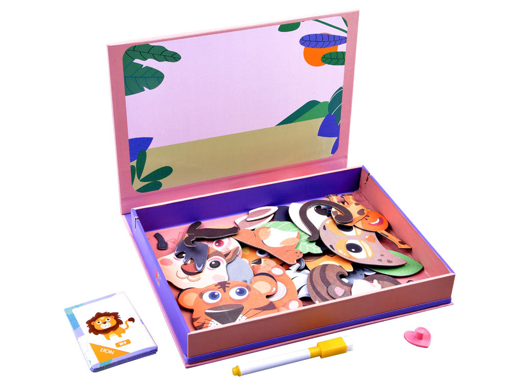 Magnetinė gyvūnų dėlionė vaikams 54 el.