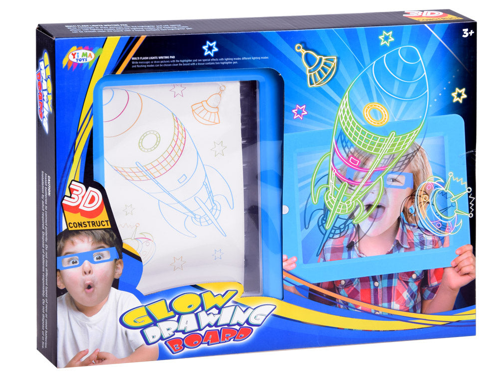 Apšviesta lenta su 3D akiniais ir rašikliais