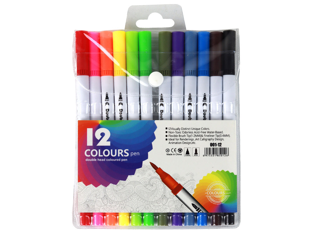 Dvipusių rašiklių rinkinys 12 vnt.