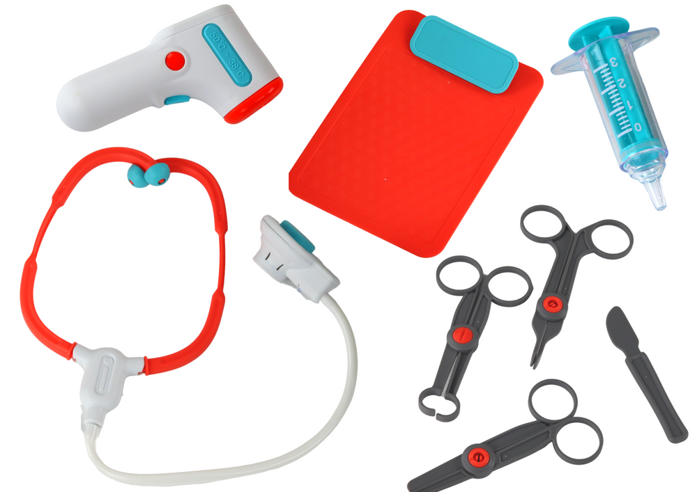 Mažojo gydytojo rinkinys su vežimėliu ir priedais