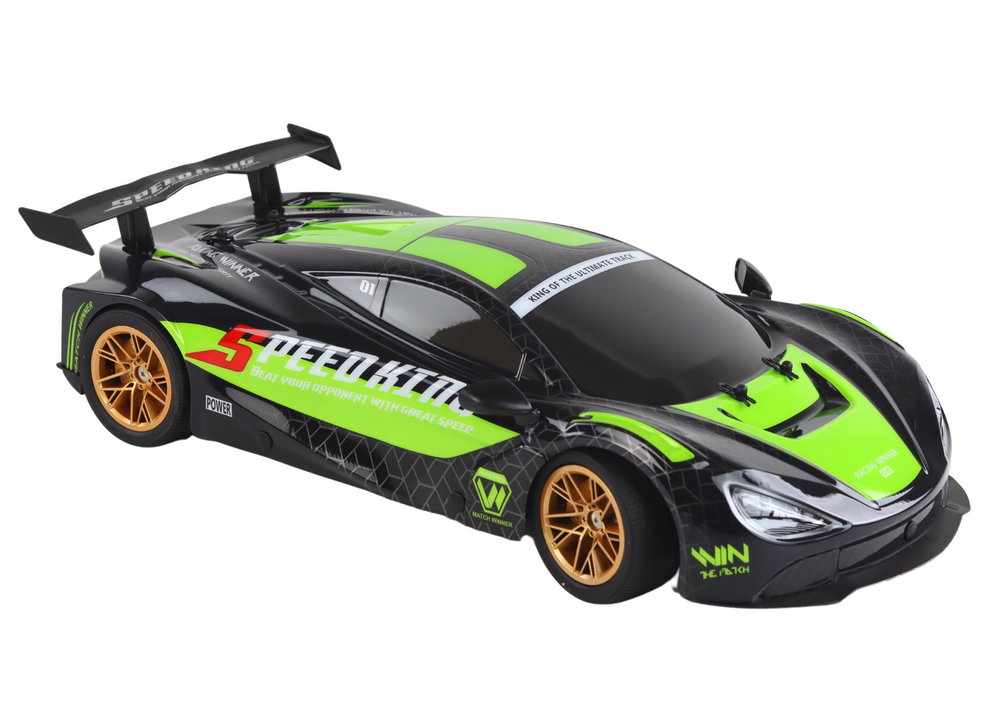 Nuotoliniu būdu valdomas sportinis automobilis, žalias