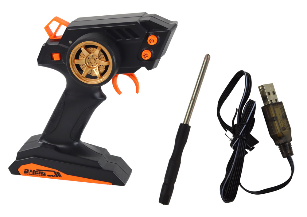 Nuotoliniu būdu valdomas sportinis automobilis, oranžinis