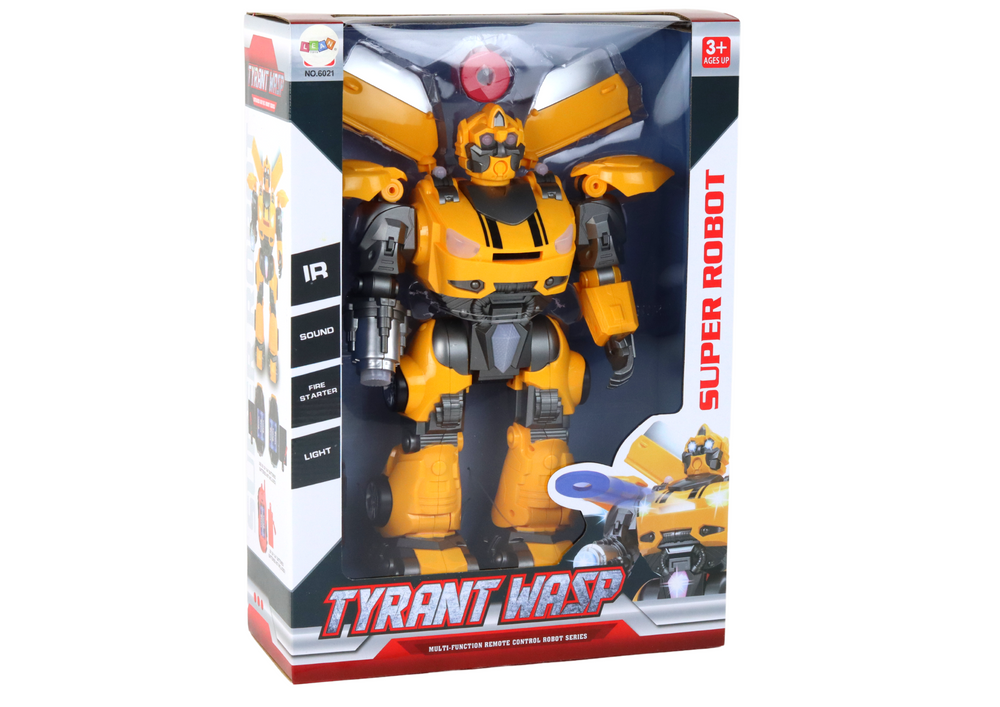 Didelis nuotoliniu būdu valdomas robotas, geltonas