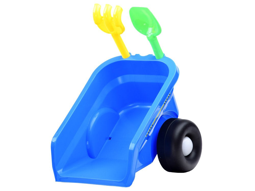 Paspiriamas traktorius su priekaba ir garsais, mėlynas