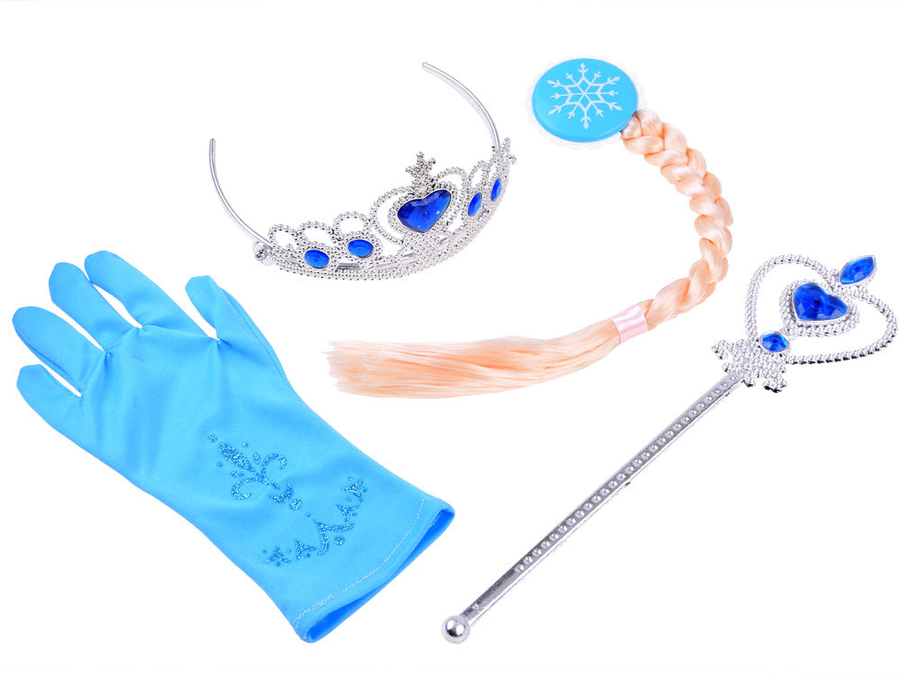 Princesių rinkinys su karūna ir prisegama kasa, mėlynas