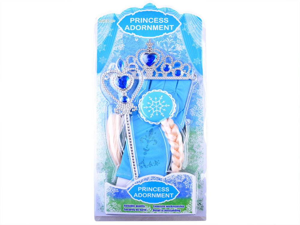 Princesių rinkinys su karūna ir prisegama kasa, mėlynas