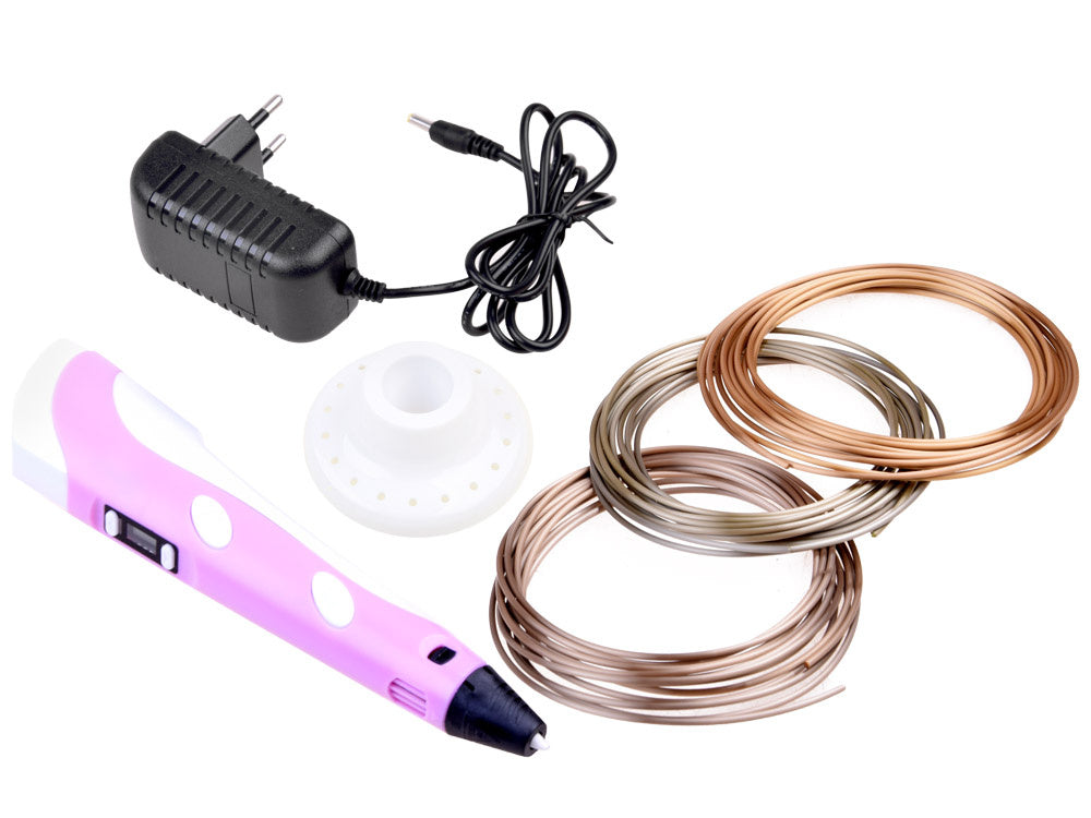 3D stebuklingas rašiklis su priedais, rožinis