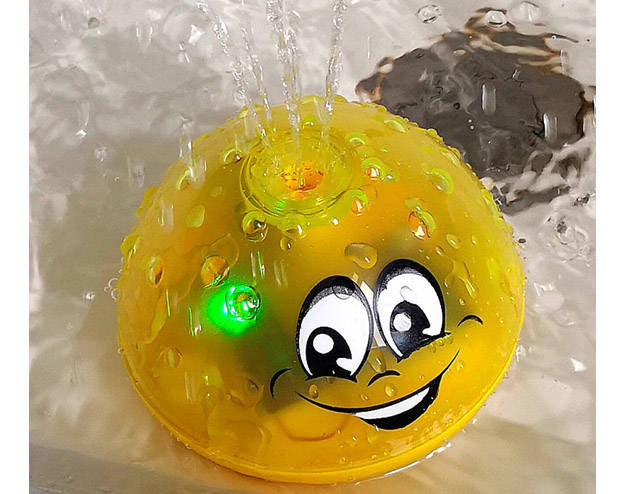 Plūduriuojantis ir šviečiantis vonios fontanas, geltonas