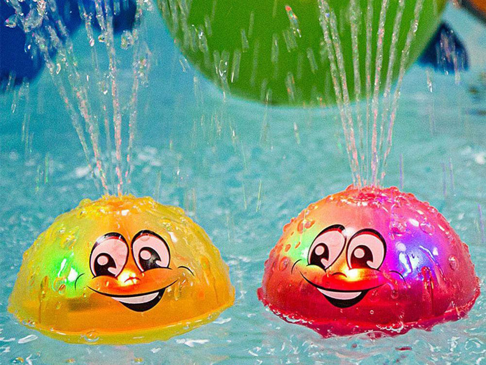 Plūduriuojantis ir šviečiantis vonios fontanas, geltonas