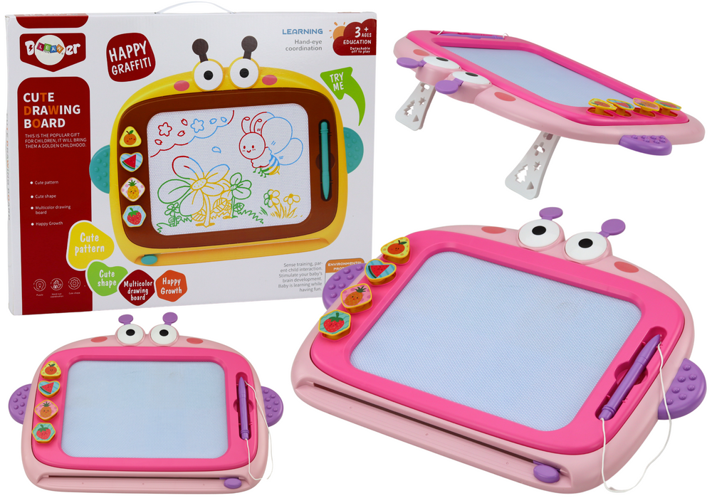 Magnetinė piešimo lenta su antspaudais, rožinė