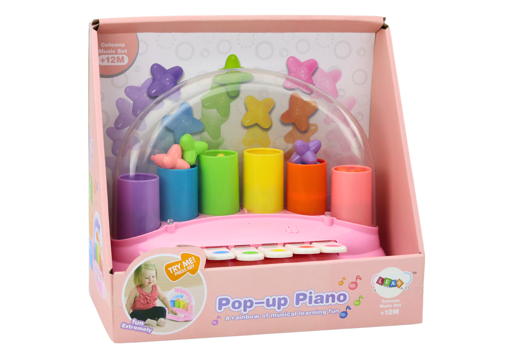 Interaktyvus pianinas su iššokančiomis žvaigždutėmis, rožinis