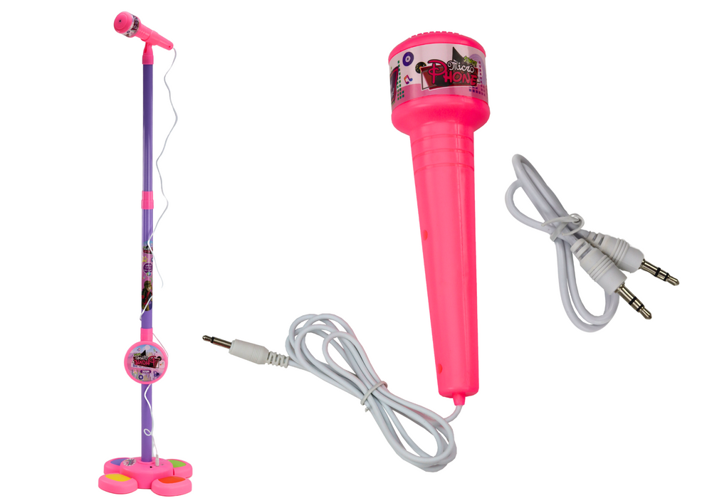 Reguliuojamas mikrofonas su trikoju vaikams, rožinis