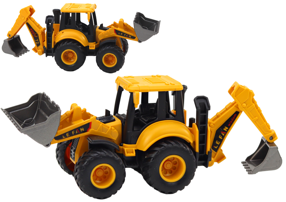 Statybinis ekskavatorius su dviem kaušais