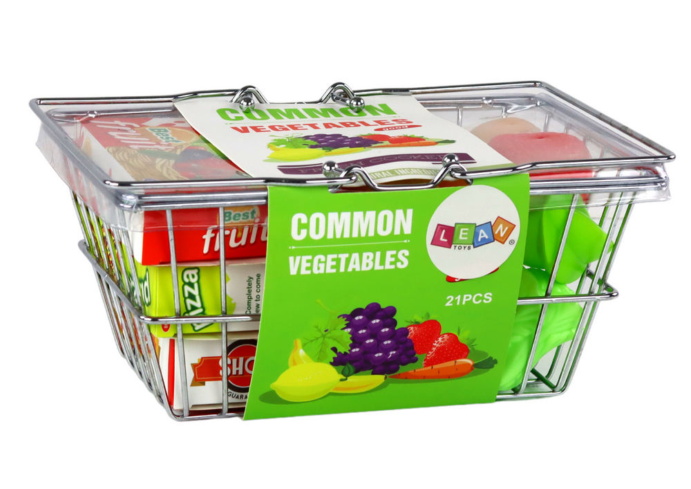 Metalinis pirkinių krepšelis su maisto produktais vaikams