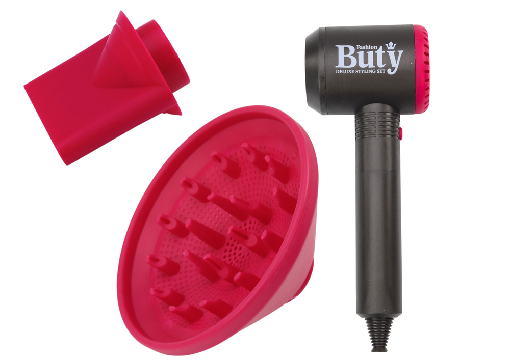 Žaislinis plaukų džiovintuvas su priedais