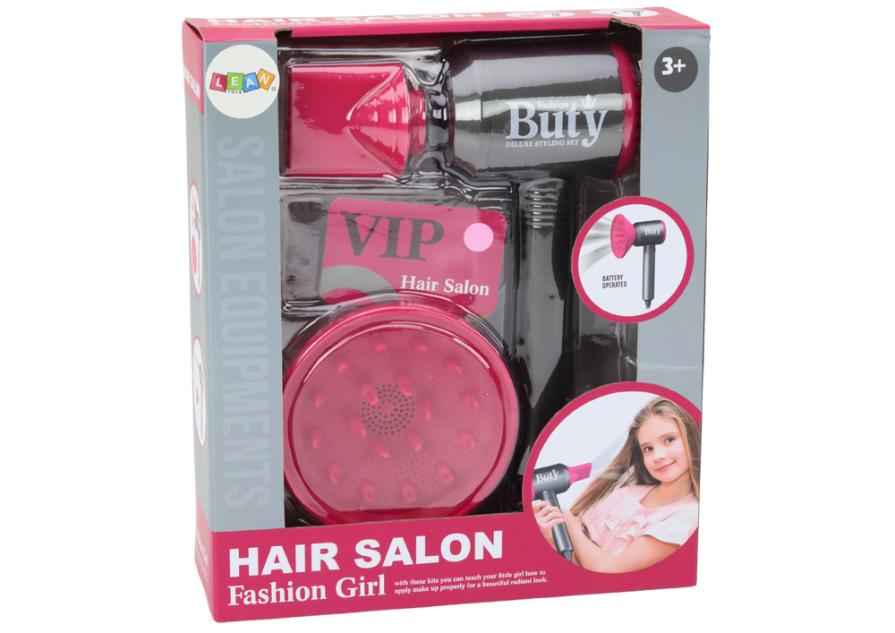 Žaislinis plaukų džiovintuvas su priedais