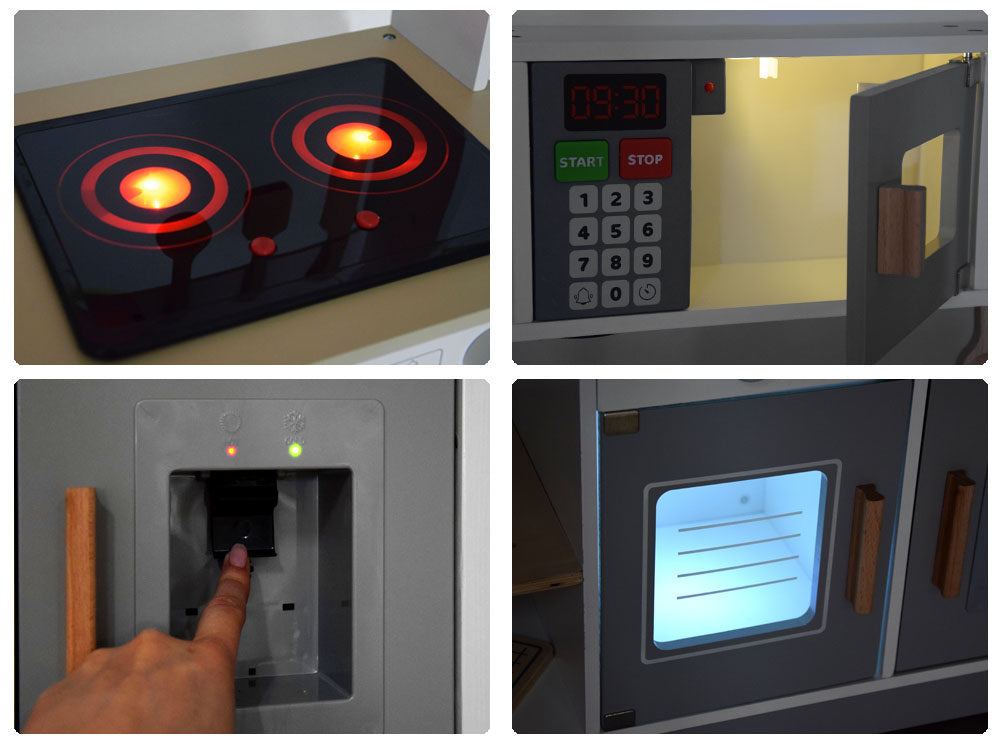 Didelė medinė virtuvė vaikams su priedais