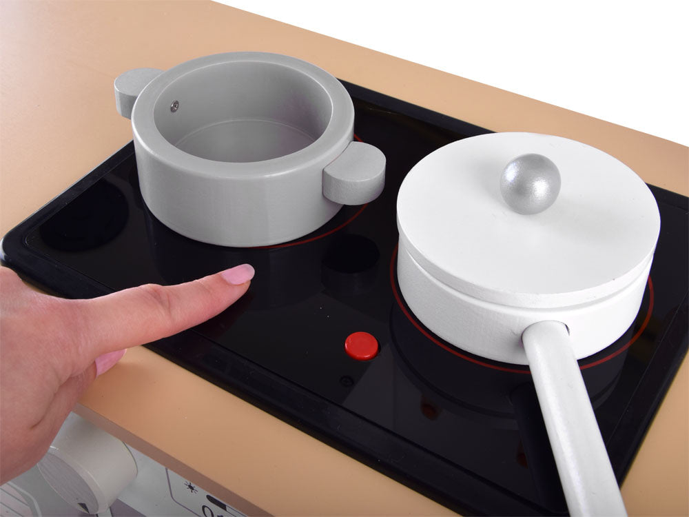 Didelė medinė virtuvė vaikams su priedais