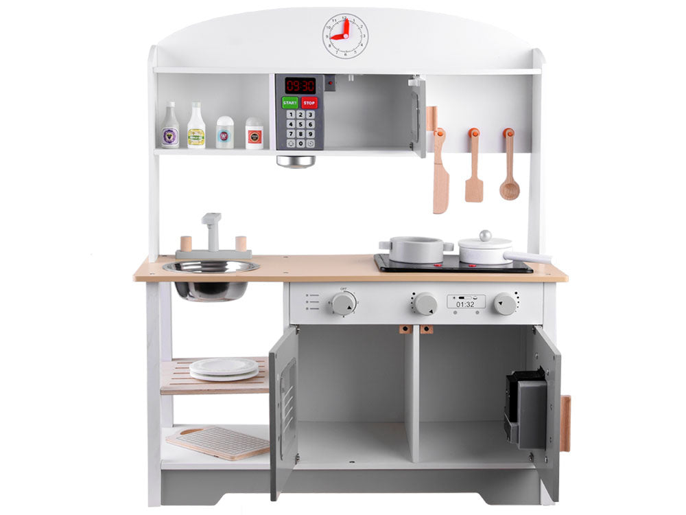 Didelė medinė virtuvė vaikams su priedais