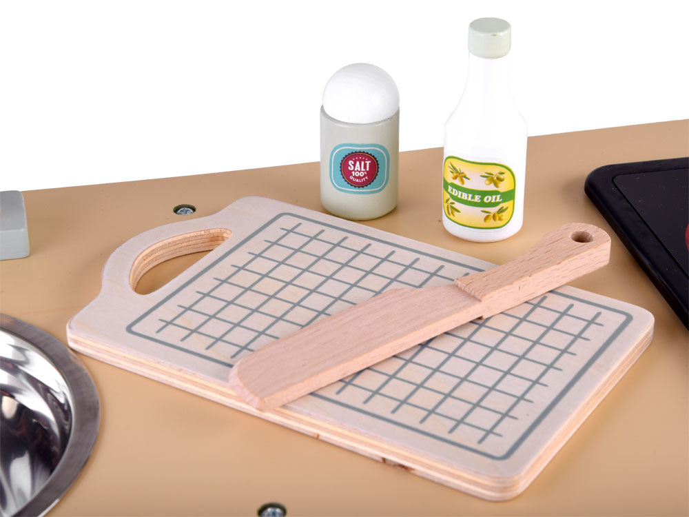 Didelė medinė virtuvė vaikams su priedais