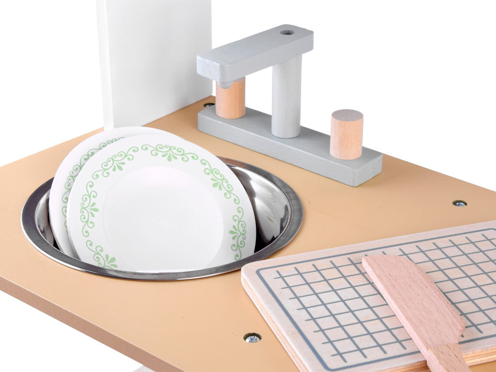 Didelė medinė virtuvė vaikams su priedais