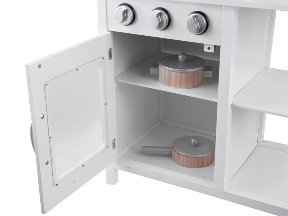 Balta medinė virtuvė vaikams