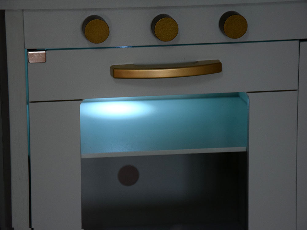 Medinė virtuvėlė vaikams su priedais, mėtų spalvos