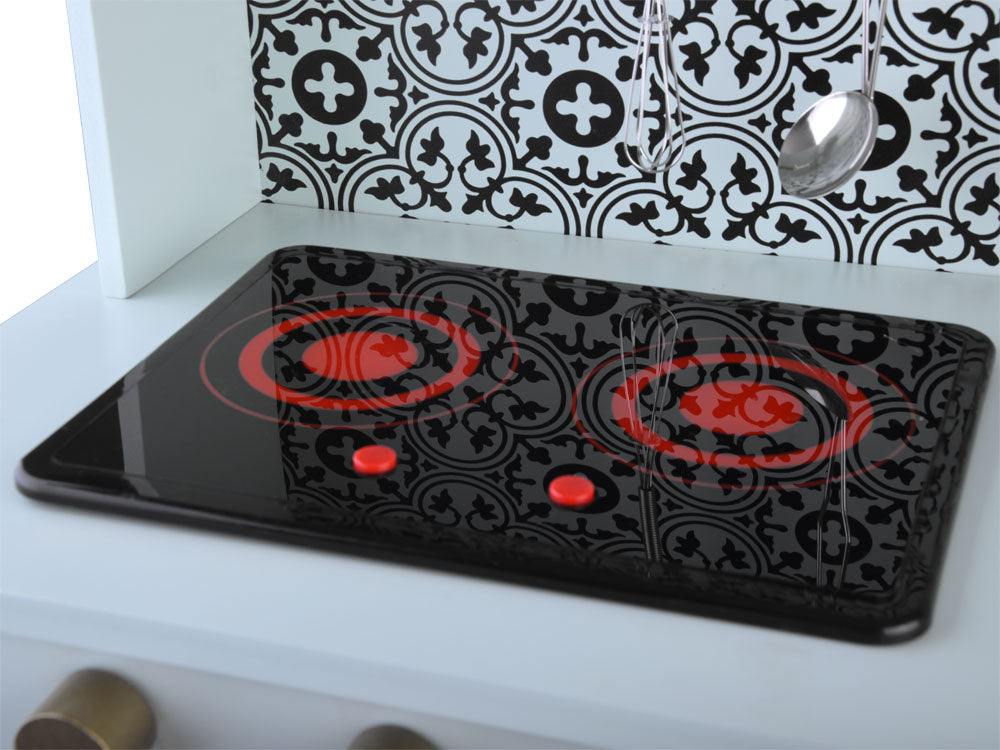 Medinė virtuvėlė vaikams su priedais, mėtų spalvos