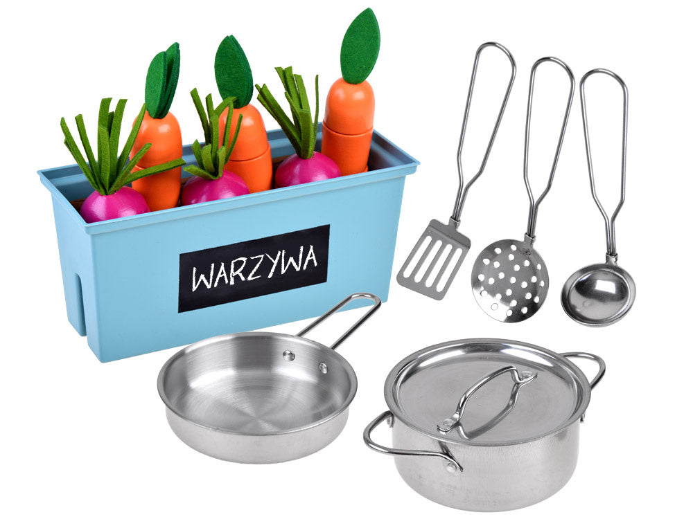 Vaikiška medinė virtuvė su priedais