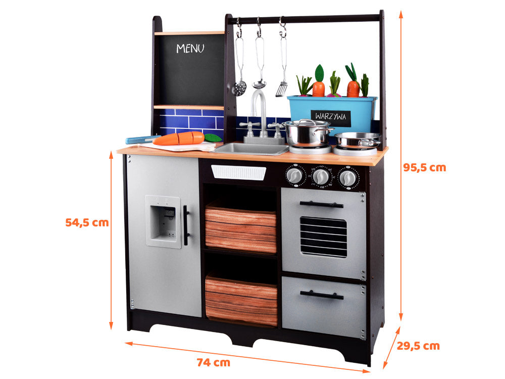 Vaikiška medinė virtuvė su priedais