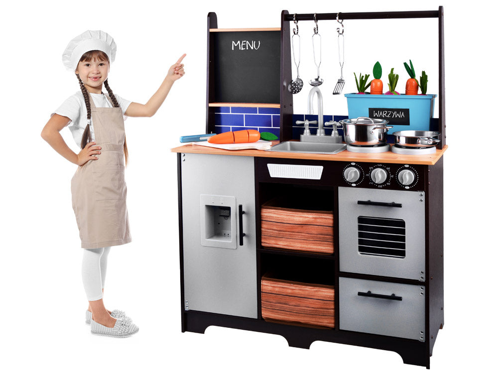 Vaikiška medinė virtuvė su priedais