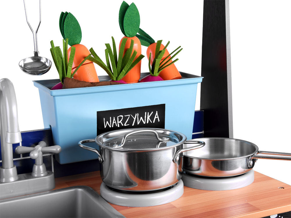 Vaikiška medinė virtuvė su priedais