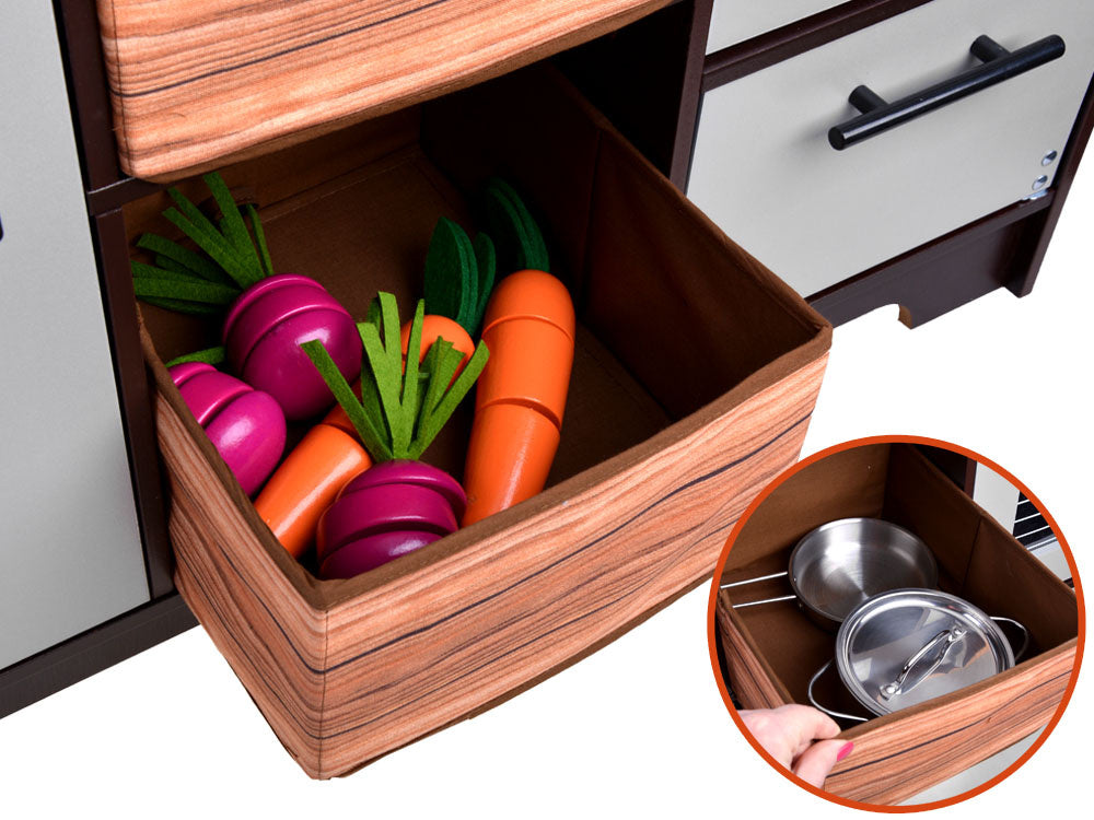 Vaikiška medinė virtuvė su priedais