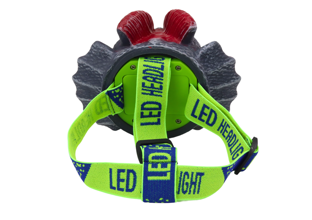 Galvos žibintuvėlis su reguliuojamu dirželiu dinozauras