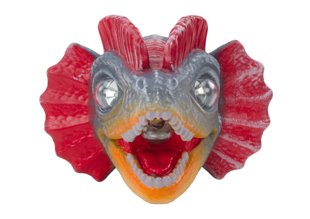 Galvos žibintuvėlis su reguliuojamu dirželiu dinozauras