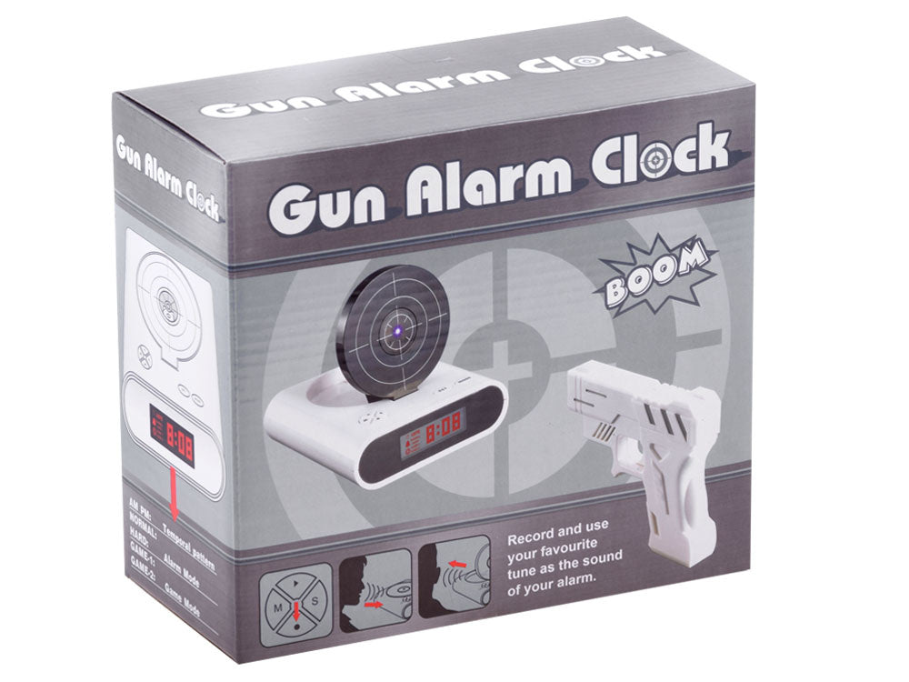 Žadintuvas su pistoletu - pataikyk į taikinį