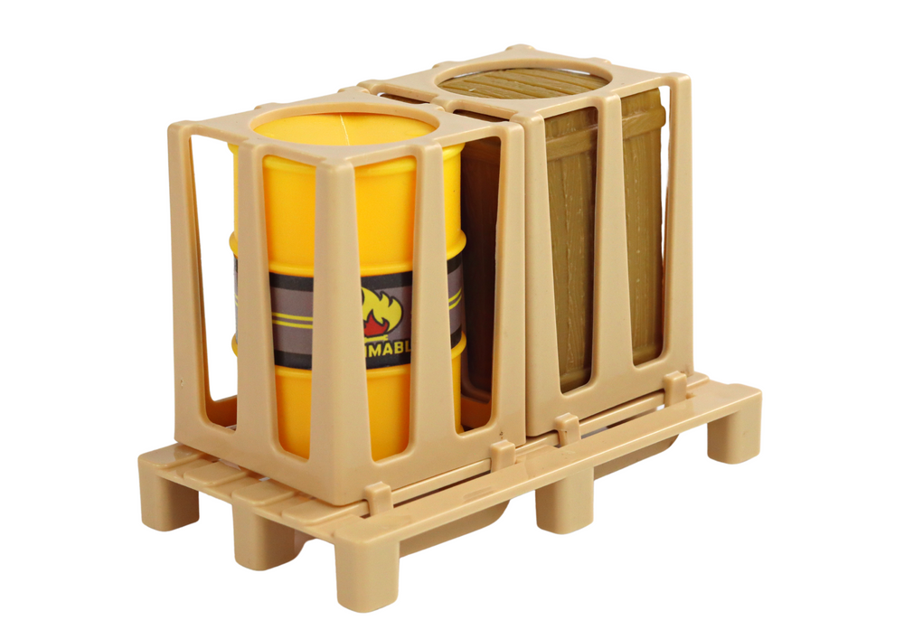 Žaislinis šakinis krautuvas su judančiomis šakėmis, geltonas