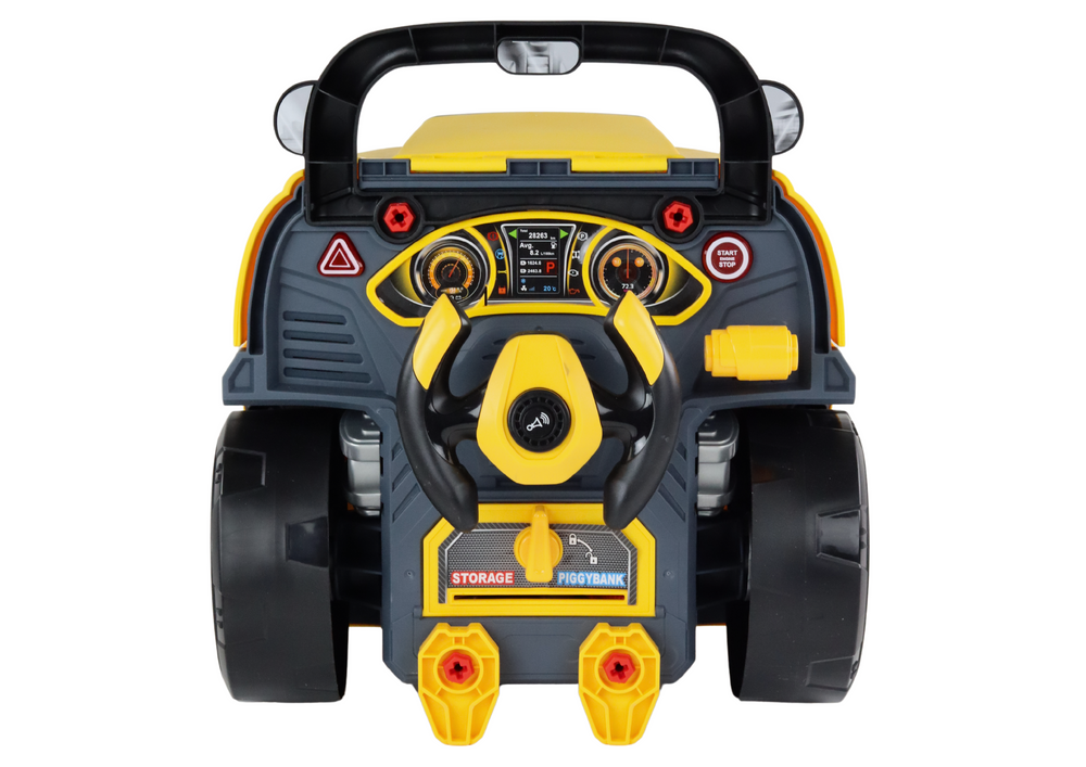 Autobuso variklis dirbtuvės, geltonas