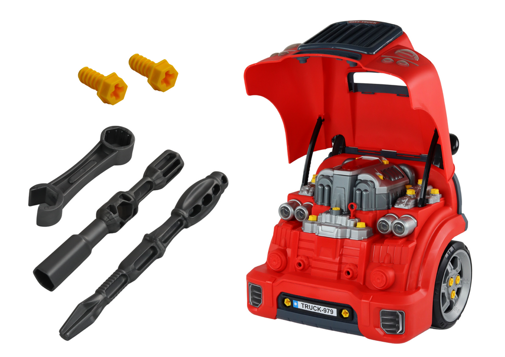 Sunkvežimio variklis dirbtuvės, raudonas