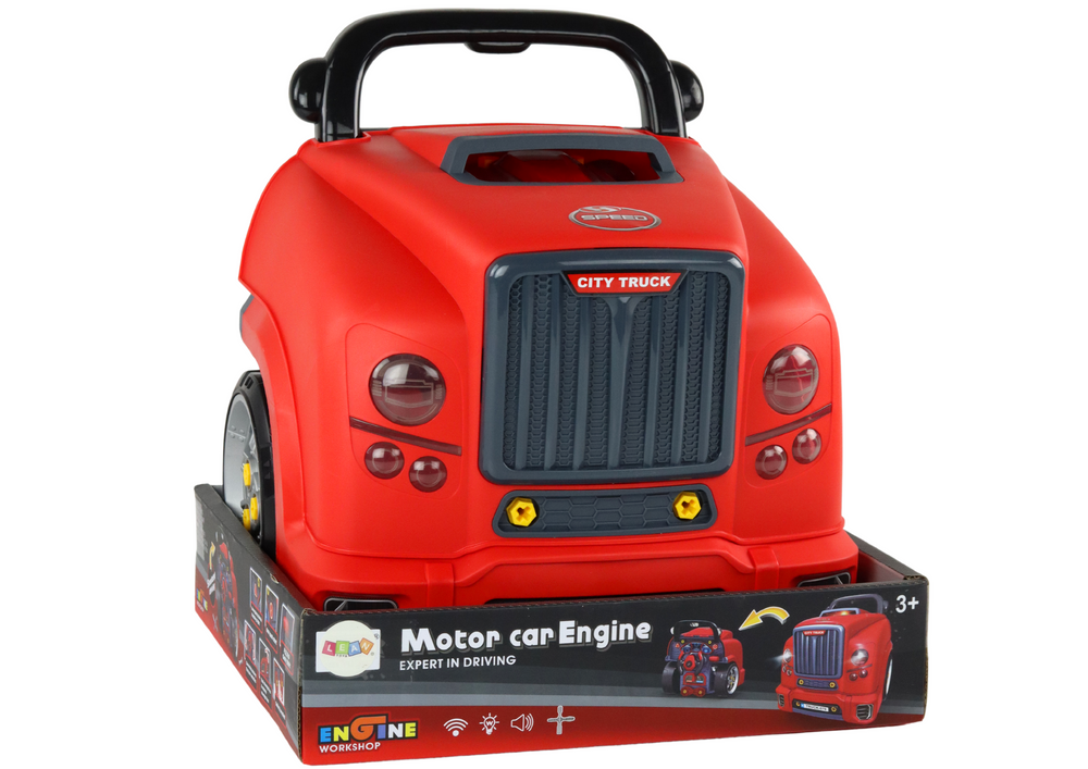 Sunkvežimio variklis dirbtuvės, raudonas