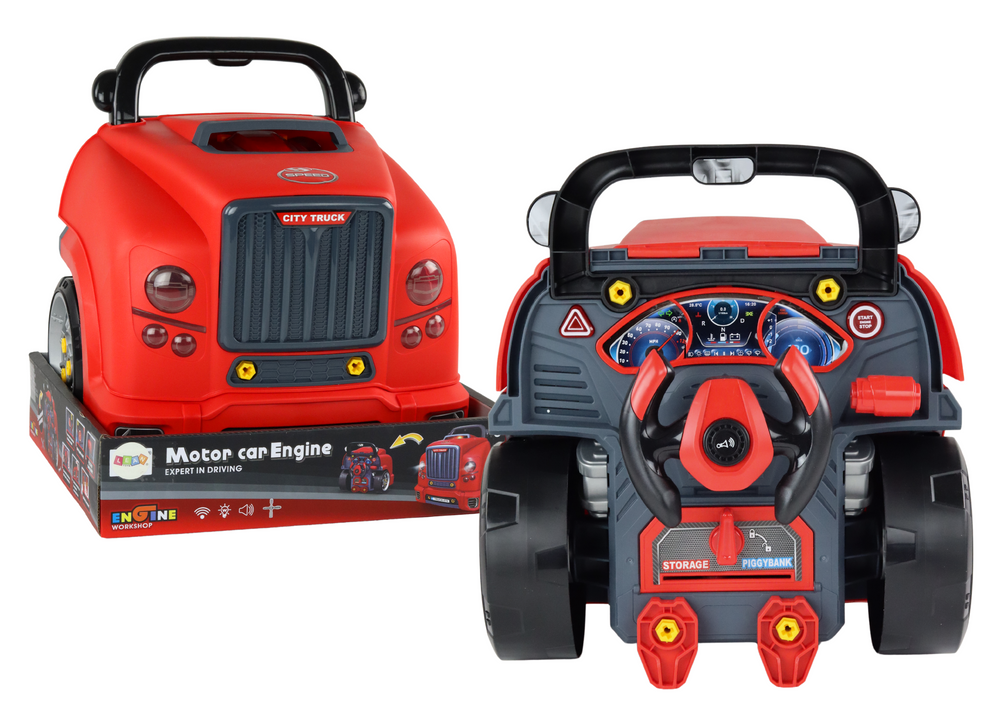 Sunkvežimio variklis dirbtuvės, raudonas