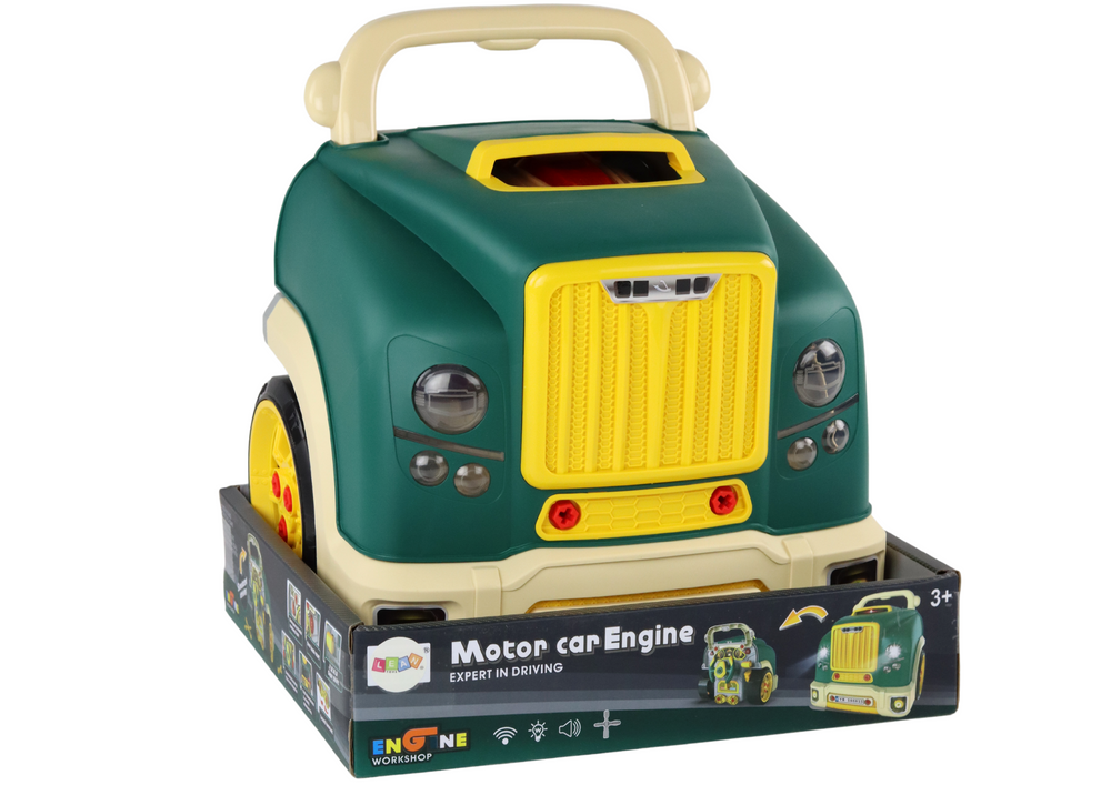 Sunkvežimio variklis dirbtuvės, žalias