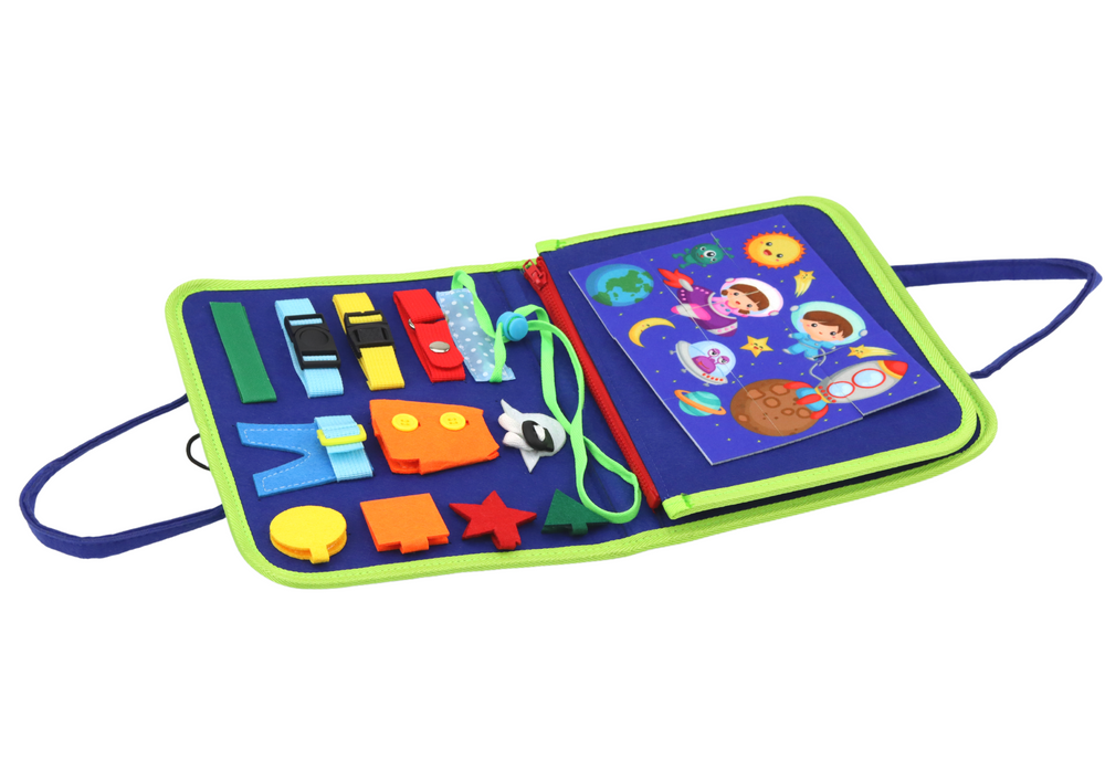 Sensorinis edukacinis lagaminėlis iš veltinio, mėlynas