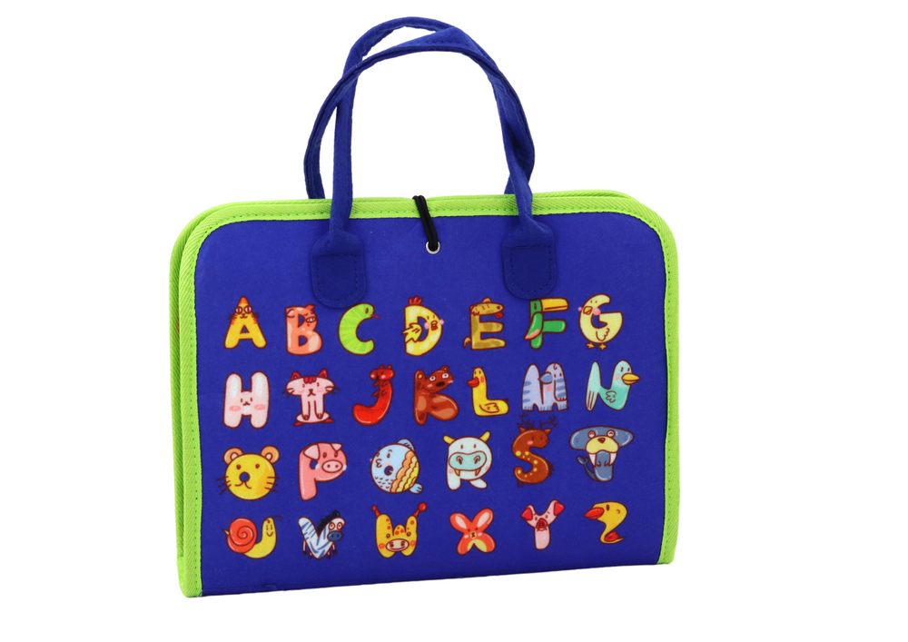 Sensorinis edukacinis lagaminėlis iš veltinio, mėlynas