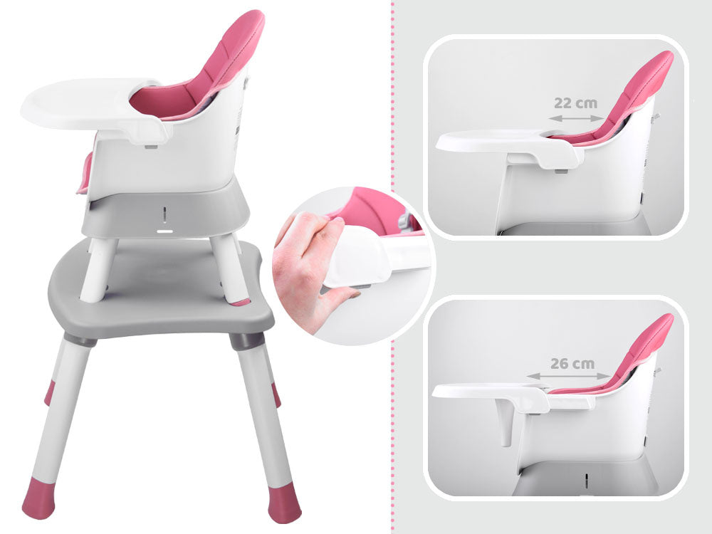 Vaikiška maitinimo kėdė 6in1, rožinė