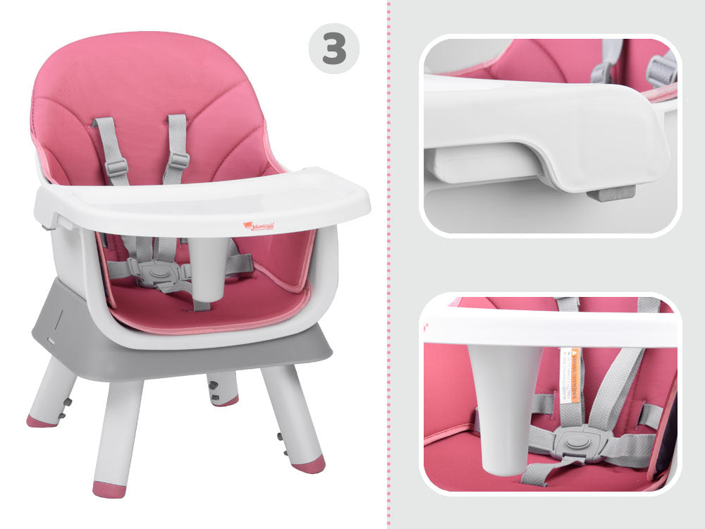 Vaikiška maitinimo kėdė 6in1, rožinė